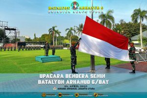 Batalyon Arhanud 6/BAY Gelar Upacara Bendera Rutin “Dalam Rangka Menumbuhkan Jiwa Nasionalisme dan Disiplin Prajurit”