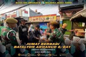 Batalyon Arhanud 6/BAY Gelar Jumat Berbagi, Wujud Kepedulian TNI kepada Masyarakat Tg. Priok