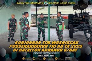 Yonarhanud 6/BAY Terima Kunjungan Tim Wasniscab Pussenarhanud untuk Evaluasi Program Kerja TA 2025