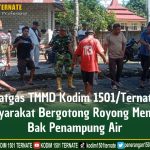 Satgas TMMD Kodim 1501/Ternate dan Masyarakat Bergotong Royong Membangun Bak Penampung Air