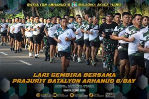 Arhanud 6/BAY Laksanakan Lari Bersama di Ancol, Wujudkan Kebugaran dan Kekompakan Prajurit