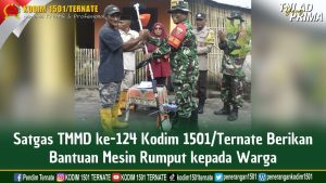 Satgas TMMD Ke-124 Kodim 1501/Ternate Berikan Bantuan Mesin Rumput Kepada Warga