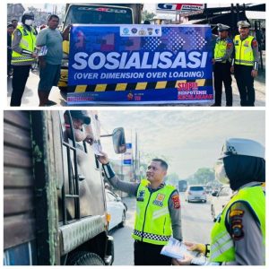 Satlantas Polrestabes Medan Sosialisasi Over Load dan Over Dimensi Kepada Pengemudi Truk Muatan