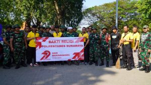 Menjelang Hari Bhayangkara ke-79: Polrestabes Surabaya Gelar Bakti Religi Bersama TNI dan Bonek