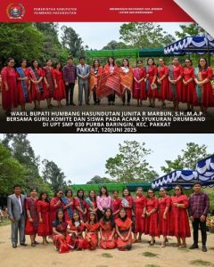 Wabup Humbahas Hadiri Syukuran Atas Kepemilikan Drum Band UPT SMPN 30 Pakkat