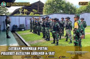 Tingkatkan Kesiapsiagaan, Batalyon Arhanud 6/BAY Gelar Latihan Menembak Pistol di Lapangan Rangkok