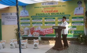 Bupati OKU Hadiri Gerakan Pangan Murah Digelar DKP OKU Bekerjasama Dengan Bulog Dalam Rangka HUT OKU Ke 115