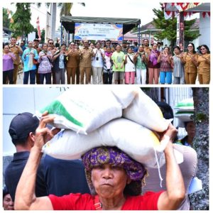 Wakil Bupati Samosir Salurkan Bantuan Pangan Beras CPP Bagi Masyarakat Kurang Mampu