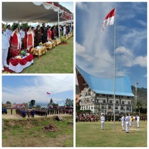 Pengibaran Bendera Merah Putih di HUT RI Ke-80 di Kabupaten Toba Sukses dan Meriah