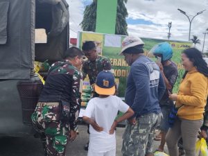 Sambut HUT ke-80 TNI, Kodim 1710/Mimika Gelar Gerakan Pangan Murah untuk Warga