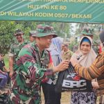 Sambut HUT TNI ke-80, Kodim 0507/Bekasi Gelar Karya Bakti dan Bakti Sosial di Koramil 02/Pondok Gede