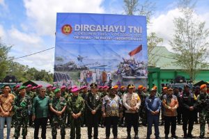 Kodim 1715/Yahukimo dan Satgas TNI Gelar Upacara Meriah HUT ke-80 TNI