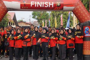 Satbrimob Polda Sumsel Gelar Jalan Santai dan Senam Sehat Bersama dalam Rangka HUT ke-80 Korps Brimob Polri