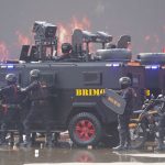 Dansat Brimob Polda Sumsel Hadiri Apel Kasatwil dan Peragaan Penanganan Aksi Unras di Satlat Brimob Cikeas