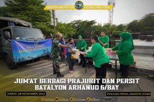 Prajurit dan Persit Arhanud 6/BAY Gelar Jumat Berbagi di Tanjung Priok