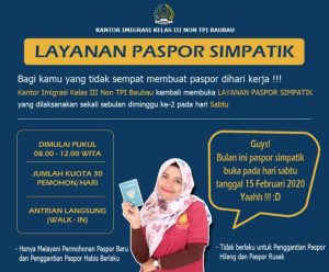 Sambut HBI ke-75, Imigrasi Baubau Buka Paspor Simpatik Akhir Pekan