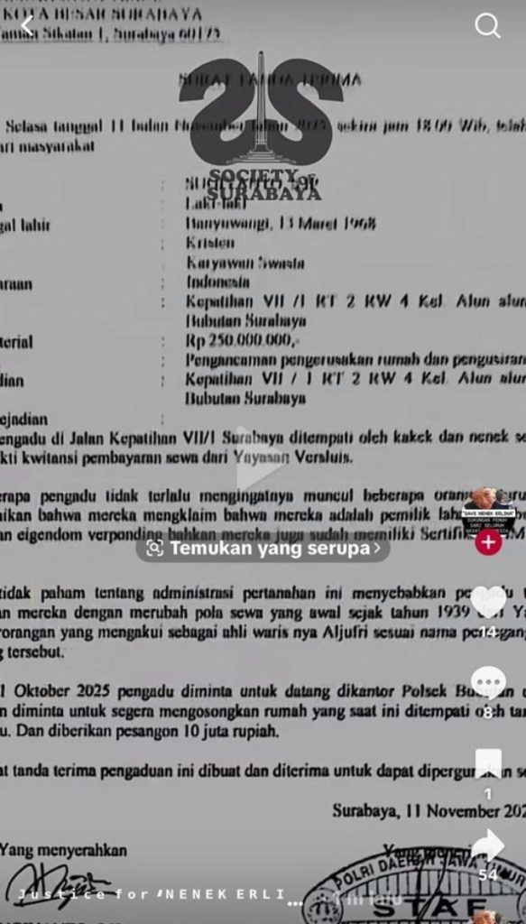 Akibat Eksekusi Liar di Surabaya, Seorang Kakek Berusia 68 Tahun Meninggal Dunia