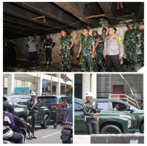 Anggota Pomdam Jaya/Jayakarta Bantu Pengamanan dan Pengaturan Lalulintas Dalam Giat Kasad Meninjau Lokasi Karya Bakti
