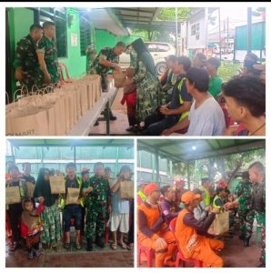 Peduli Kesulitan Warga, Koramil 08/Duren Sawit Berikan Bantuan Sembako