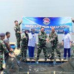 Dukung Program Ketahanan Pangan, Danlanal Bintan Laksanakan Panen Raya Budidaya Ikan Kakap Putih