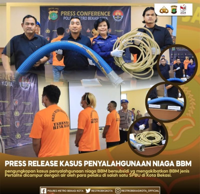 Gegara BBM Oplosan,  Polres Metro Bekasi Kota Grebek SPBU dan Tiga Tersangka Diamankan