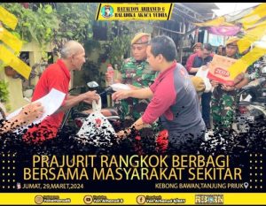 Batalyon Arhanud 6/BAY Laksanakan Jumat Berbagi Bekerja Sama Dengan Yayasan Artha Graha Peduli Kepada Warga Sekitar