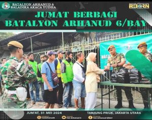 Batalyon Arhanud 6/BAY Menggelar Giat Jumat Berbagi, Peduli Terhadap Warga Sekitar yang Membutuhkan