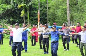 Olahraga Bersama dan Menembak Eksekutif Lanal Tarempa Bersama Forkopimda Kepulauan Anambas