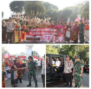 Kodim 0501/JP Laksanakan Pengamanan Kirab Bendera Pusaka Merah Putih dan Teks Naskah Proklamasi dari Monas Ke IKN