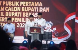Kapolres Metro Bekasi Bersama Forkopimda Kab. Bekasi Hadiri Debat Publik Pertama CaBup dan WaBup Kabupaten Bekasi 2024