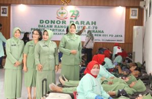 Peringati HUT Persit Kartika Chandra Kirana ke-79, Kodim 0505/JT Gelar Donor Darah