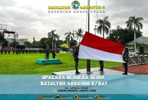 Batalyon Arhanud 6/BAY Gelar Upacara Bendera Rutin, Teguhkan Semangat Disiplin dan Nasionalisme Prajurit