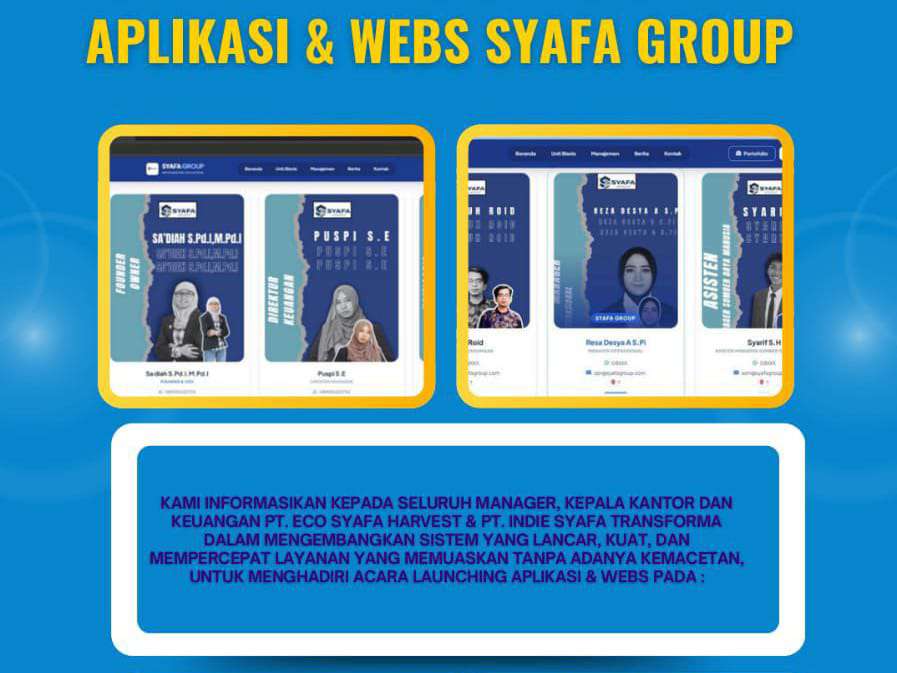 Transformasi Digital: Syafa Group Luncurkan Website dan Aplikasi untuk Modernisasi Kerja