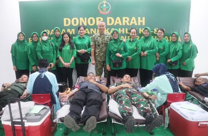 Semarak HUT ke-80 Persit, Korem 051/WKT Gelar Aksi Donor Darah untuk Kemanusiaan