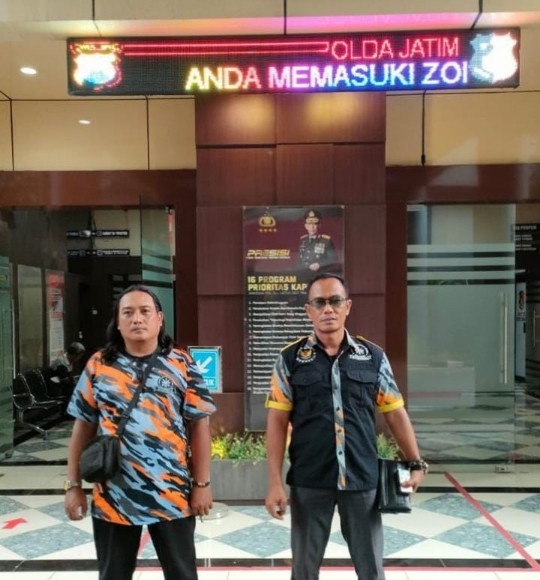 Foto: ketua GMBI Wilter Jatim Sugeng Sp, di Polda Jatim