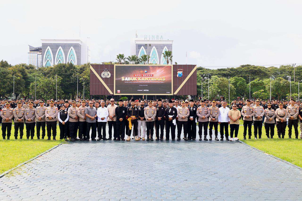 Foto: Apel besar Sabuk Kamtibmas Polda Jawa Timur di Mapolda Jatim dengan ribuan peserta dari berbagai elemen masyarakat