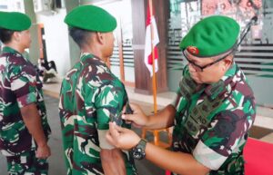 Kasrem 052/Wkr Pimpin Acara Laporan Korps 16 Prajurit Naik Pangkat