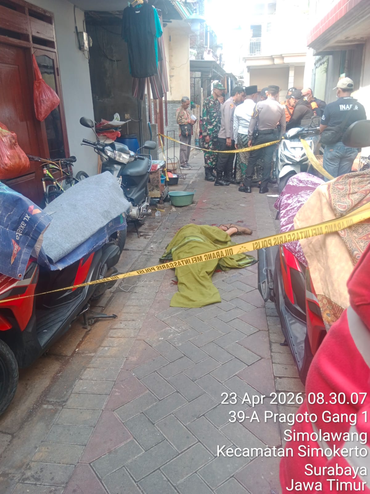 Foto: Lokasi pembacokan di Jalan Sencaki Simolawang Surabaya