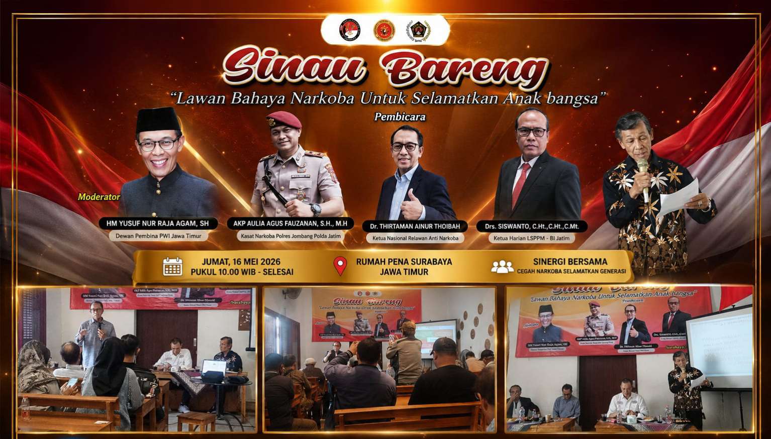 Foto: Kegiatan Sinau Bareng Lawan Bahaya Narkoba bersama wartawan dan pegiat rehabilitasi di Surabaya.