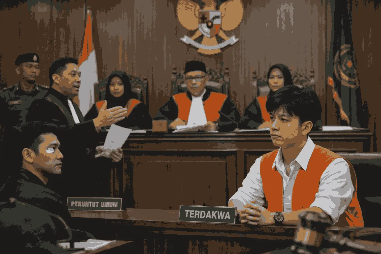 Foto Ilustrasi terdakwa Calvin Milano Wijaya di PN Surabaya