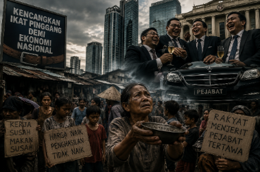 Gambar ilustrasi rakyat yang kelaparan, elite politik semakin kaya(ist)