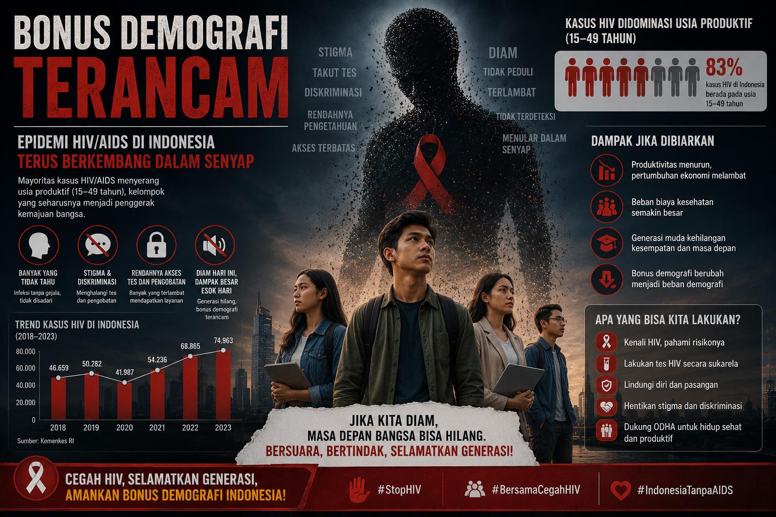 Foto: Ilustrasi pemeriksaan HIV/AIDS di Indonesia sebagai upaya deteksi dini untuk melindungi penduduk usia produktif dan mendukung bonus demografi nasional.