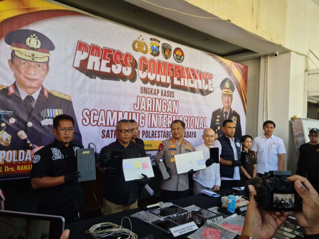 Polrestabes Surabaya Bongkar Sindikat Cyber Scam Internasional, 45 Tersangka Diamankan