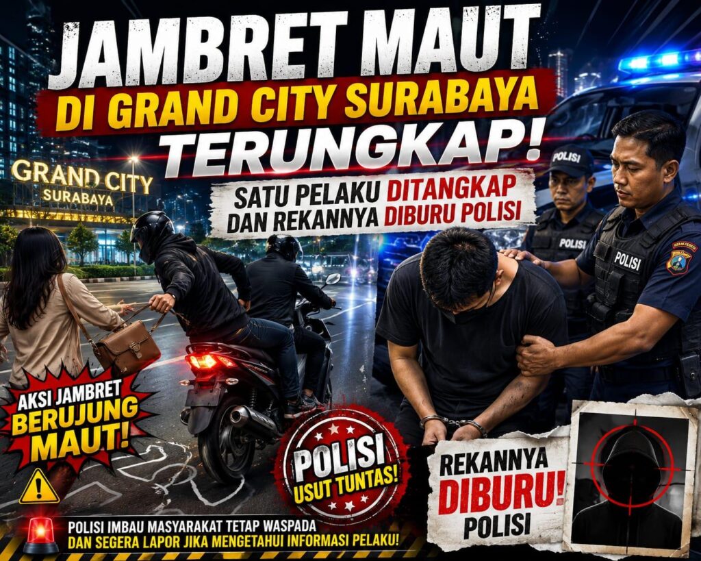 Jambret Maut di Grand City Surabaya, Satu Pelaku Ditangkap, Lainya DPO