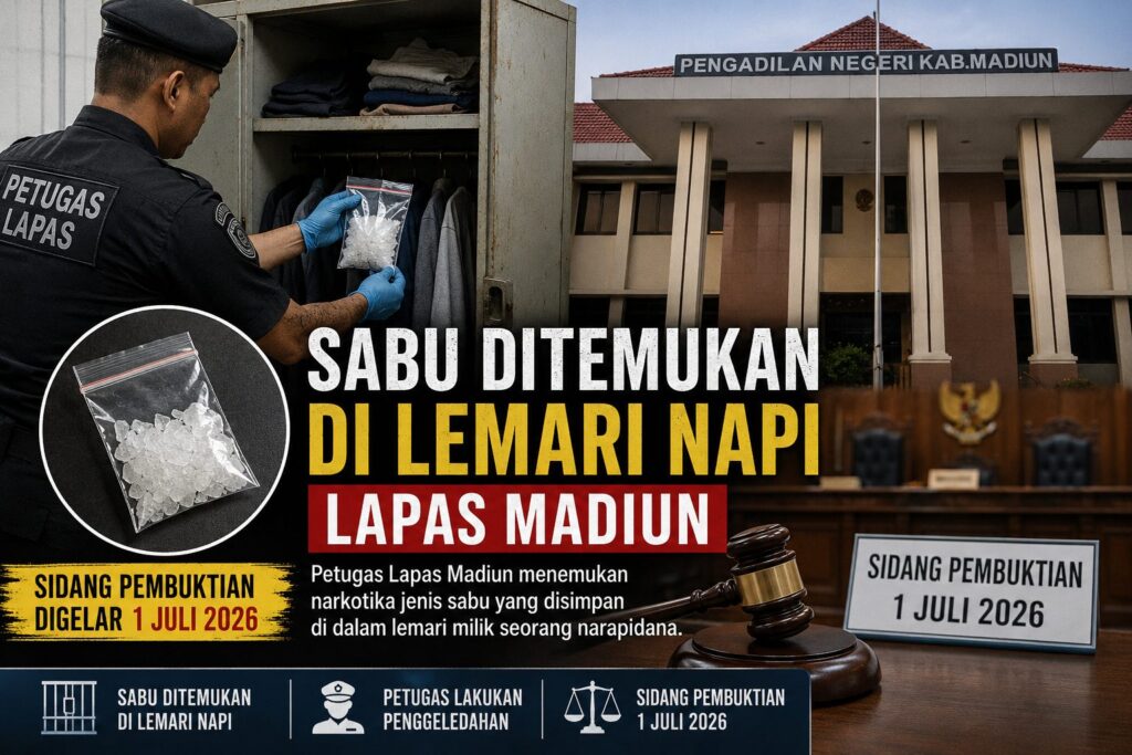 Sabu Ditemukan di Lemari Lapas Madiun, Sidang Pembuktian Digelar 1 Juli 2026
