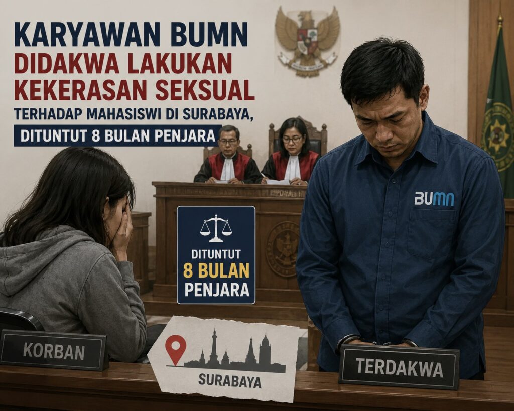 Karyawan BUMN Didakwa Lakukan Kekerasan Seksual terhadap Mahasiswi, Dituntut 8 Bulan Penjara