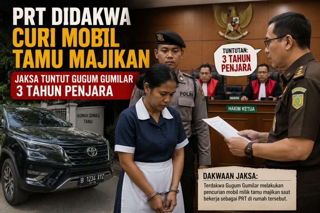 PRT Didakwa Curi Mobil Tamu Majikan, Jaksa Tuntut Gugum Gumilar 3 Tahun Penjara