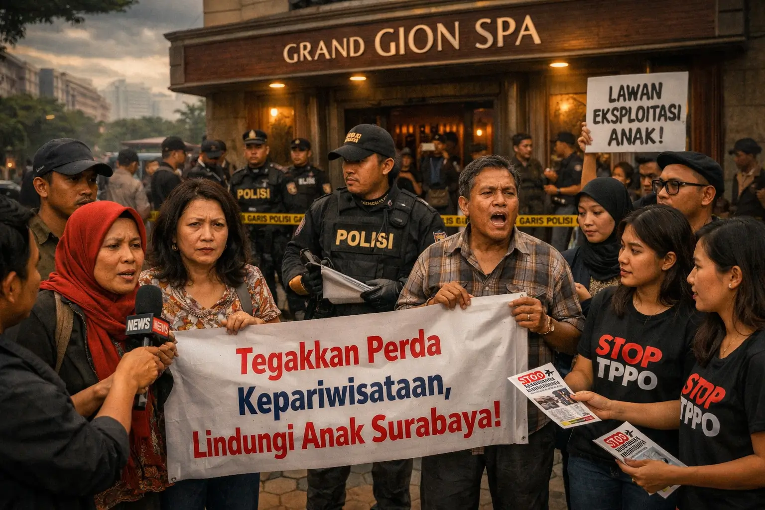 Foto Ilustrasi Reaksi Masyarakat Surabaya atas dugaan TPPO di Grand Gion Spa.