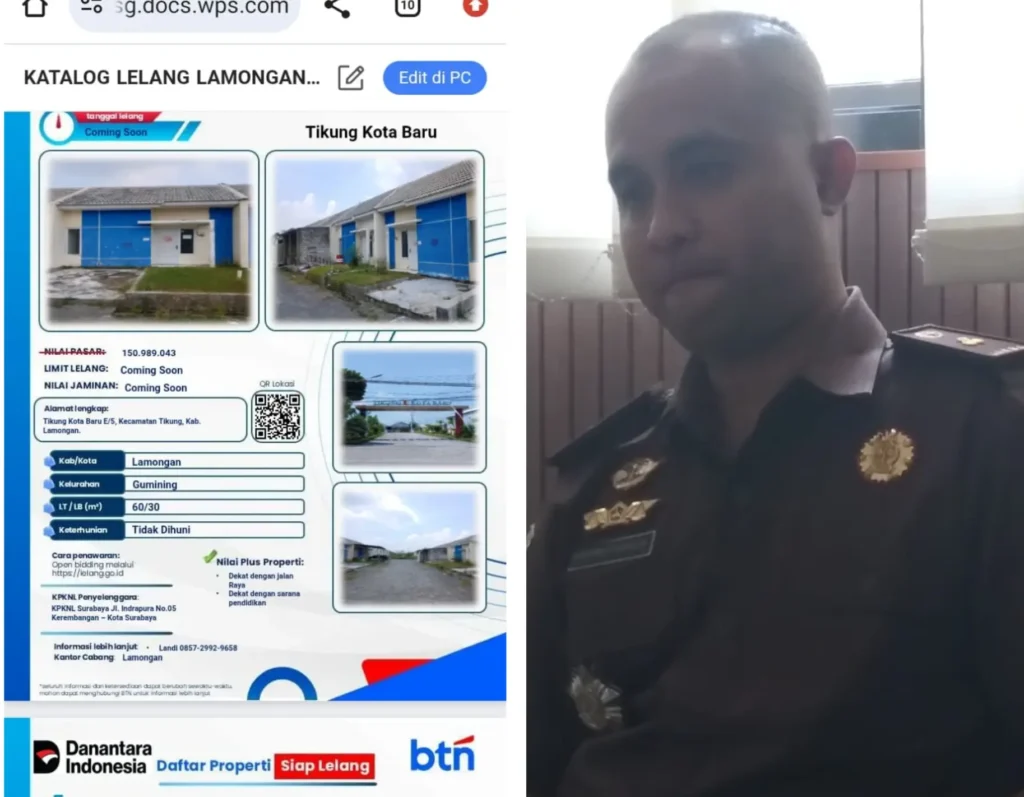 KPR Subsidi TKB Lamongan Dilelang BTN, Ditengah Jalannya Penyidikan Kejari Lamongan