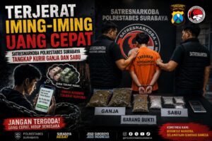 Terjerat Iming-iming Uang Cepat, Satresnarkoba Polrestabes Surabaya Tangkap Kurir Ganja dan Sabu